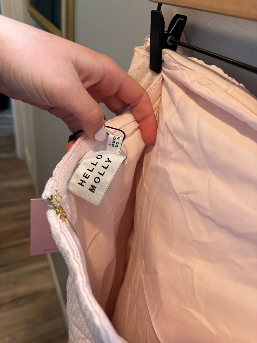 Hello Molly Pale Pink Sequin Strapless Mini Dress with Bow